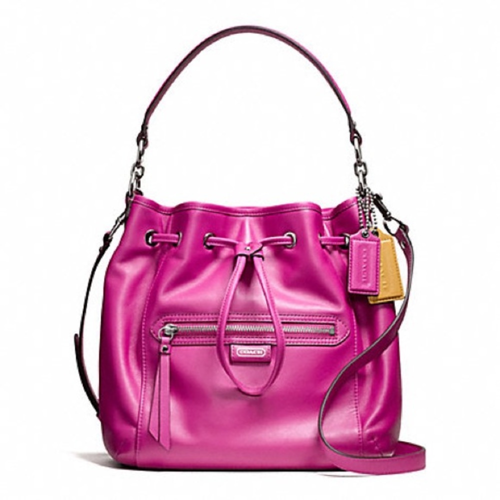 Coach Daisy Leather Drawstring Bag Magenta